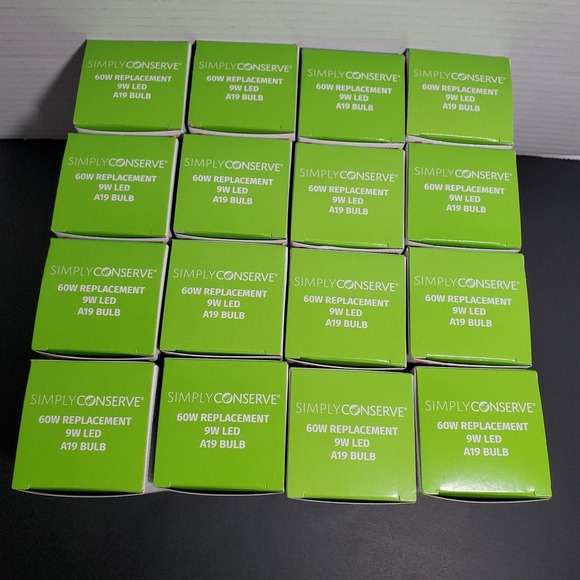 16 Simply Conserve 9W Light Bulbs Dimmable A19 LED Soft White 60 Watt Equivalent - Picture 2 of 8